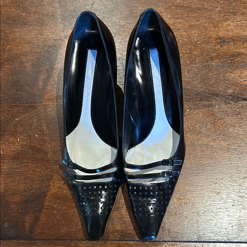 Via Spiga Black Patent Leather Heels